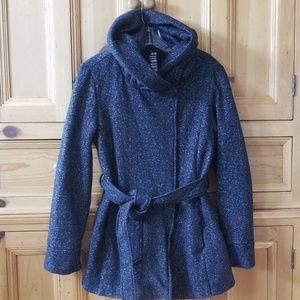 Details Intl. Black speckled hooded coat